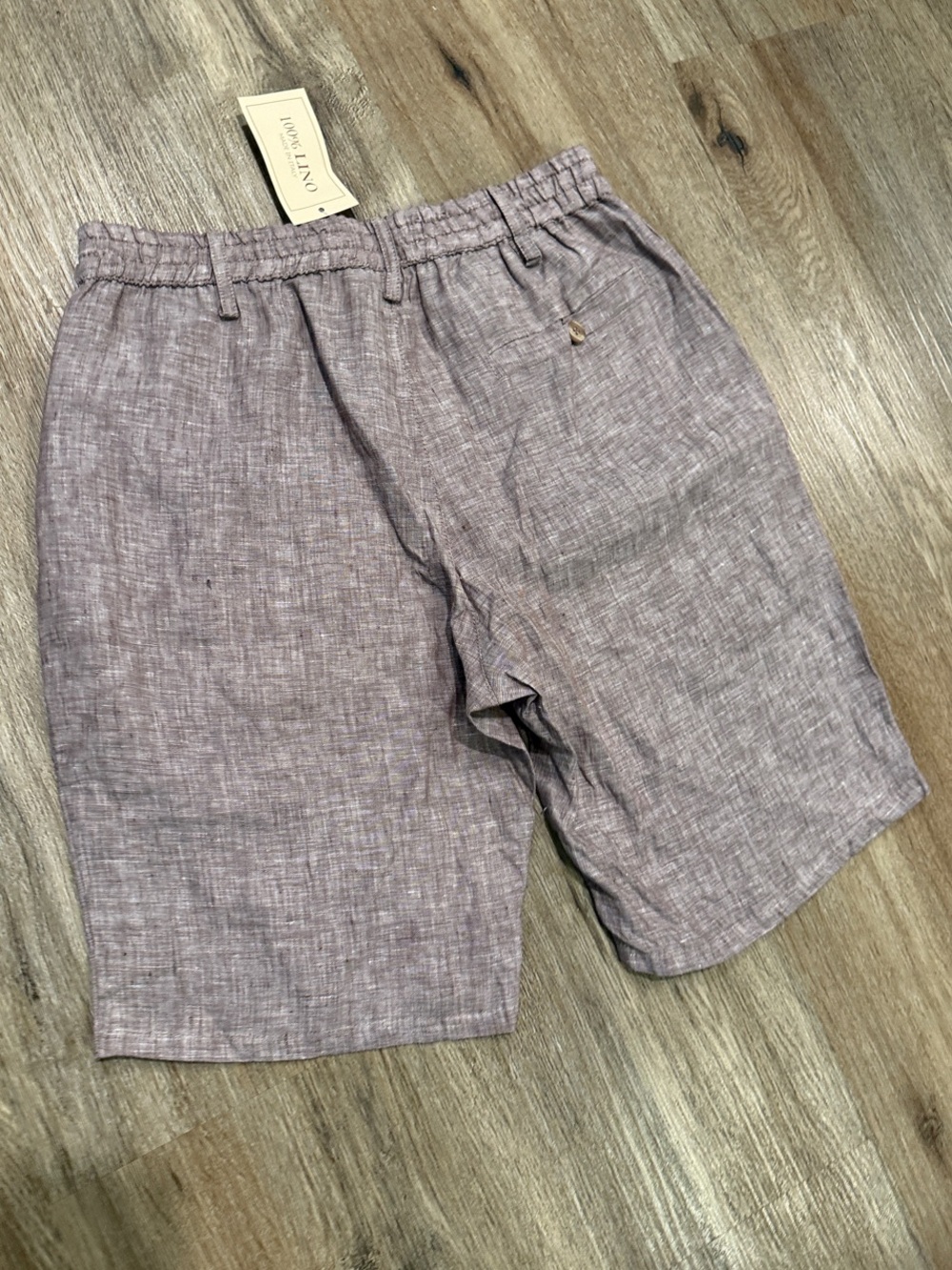 Linen Made in Italy Elastic Waist Bermuda Shorts in Brown - Unbranded - Picture 4 of 8
